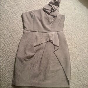 BCBGMaxAzria One-Shoulder White Silver Dress